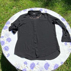Target button-down black long sleeve semi sheer top size extra large LX